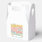 Retro Groovy Zomer Roze Monogram Naam Bagagelabel Bedankdoosjes (Geopend)