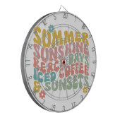 Retro Groovy Zomer Roze Monogram Naam Dartbord (Voorkant Links)
