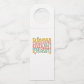 Retro Groovy Zomer Roze Monogram Naam Flessenhanger (Voorkant)