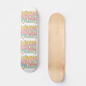 Retro Groovy Zomer Roze Monogram Naam Skateboard (Voorkant)
