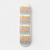 Retro Groovy Zomer Roze Monogram Naam Skateboard (Voorkant)