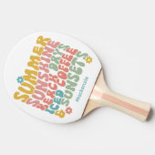 Retro Groovy Zomer Roze Monogram Naam Tafeltennisbatje (Zijkant)