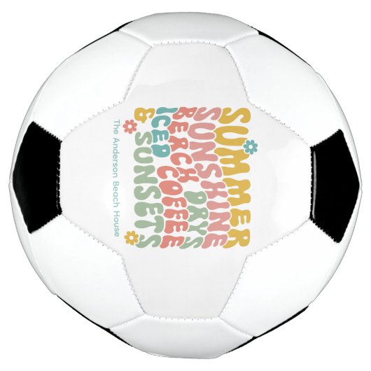 Retro Groovy Zomer Roze Monogram Naam Voetbal (Gedraaid)