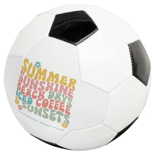 Retro Groovy Zomer Roze Monogram Naam Voetbal (Drie kwart)
