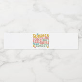 Retro Groovy Zomer Roze Monogram Naam Waterfles Etiket (Enkel label)