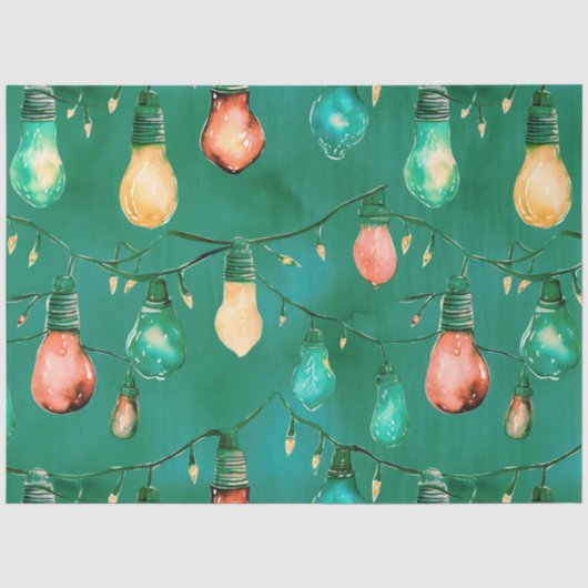 Retro Grote Kerstverlichting Strings Kerstmis Tissuepapier (Voorkant)