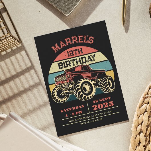 Retro grote vrachtwagen verjaardag kaart