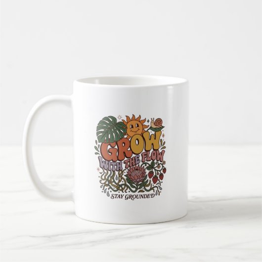 Retro Grow With The Flow Coffee Mug | Boho Botanic (Gauche)
