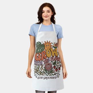 Retro Grow With The Flow Gardening Apron | Boho Fl Schort