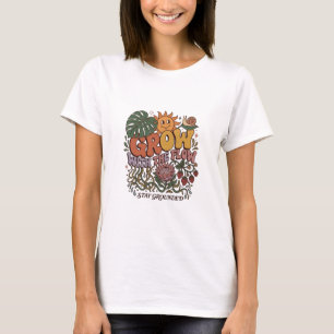 Retro Grow With The Flow T-Shirt Boho Botanique