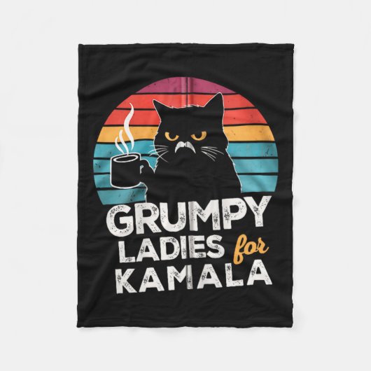 Retro  Grumpy Dames voor Kamala Zip Hoodie Fleece Deken (Voorkant)