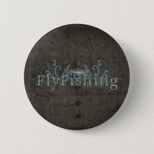 Retro Grunge Fly Fishing Ronde Button 5,7 Cm (Voorkant)