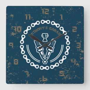 Retro Grunge Garage Vierkante Klok