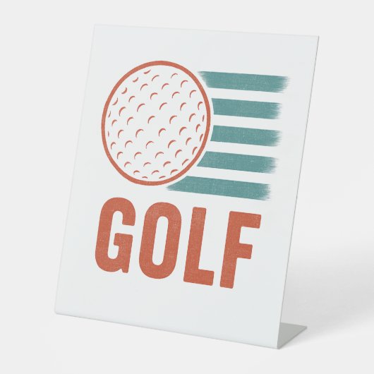 Retro Grunge Golf Reclamebord Met Voetstuk (Voorkant)