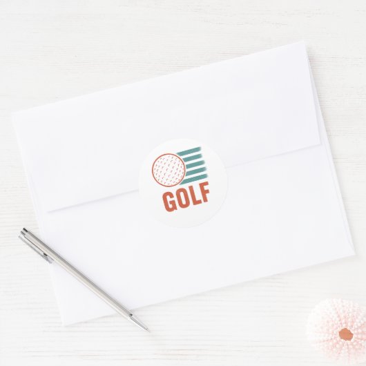 Retro Grunge Golf Ronde Sticker (Envelop)
