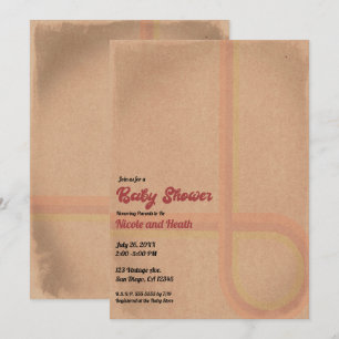 Retro Grunge jaren 60 70 Baby Shower Kaart