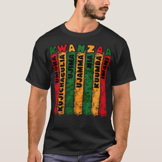 Retro Grunge Kwanzaa Principes T-shirt (Voorkant)