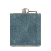 Retro Grunge Suede Custom Blue Textuur Heupfles (Achterkant)