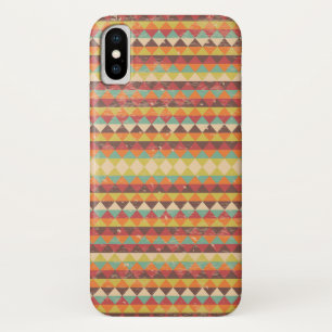 Retro Grunge Triangles Patroon iPhone X Hoesje