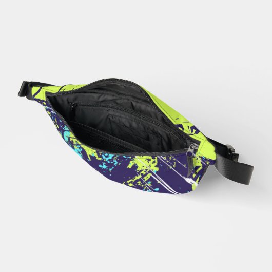 Retro Grunge verf Splash Monogrammed Blue Cool Heuptasje (Open)