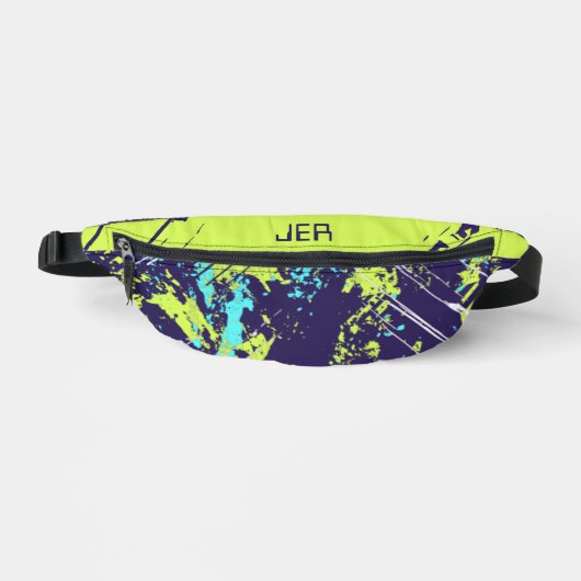 Retro Grunge verfspat Monogram Blauwe Coole Heuptasje (Voorkant)