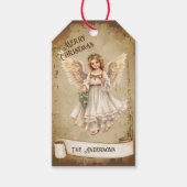 Retro Guardian Angel Vrolijk Kerstfeest Cadeaulabel (Voorkant)