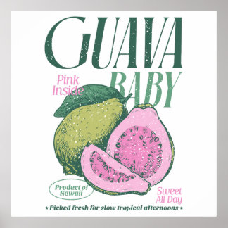 Retro Guava Babyproduct uit Hawaï Retro Keuken Poster