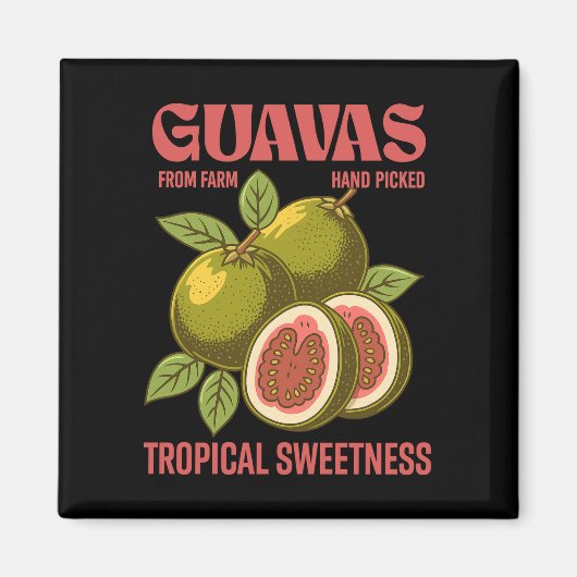 Retro Guavas Fruit Commerciële grafische kunst sti Magneet (Voorkant)