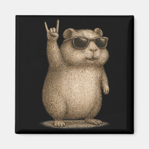 Retro Guinea Pig Rock op muziek Grappig cadeau Man Magneet