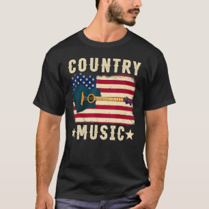 Retro  Guitar American Flag Country Music T-shirt