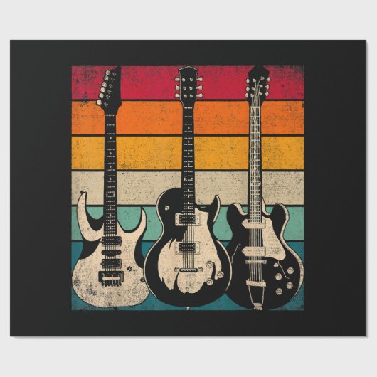 Retro Guitar Cadeaupapier (Vlak)