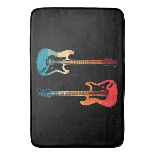 Retro Guitar Guitarist Electric Bass Guitar Rock M Badmat (Voorkant Verticaal)