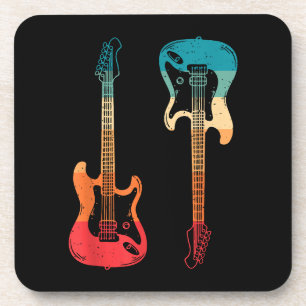 Retro Guitar Guitarist Electric Bass Guitar Rock M Bier Onderzetter