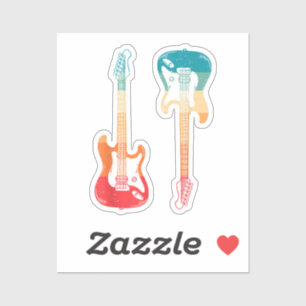 Retro Guitar Guitarist Electric Bass Guitar Rock M Sticker