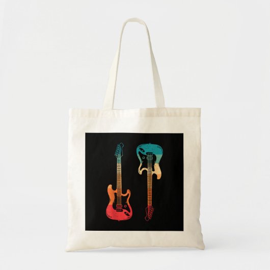 Retro Guitar Guitarist Electric Bass Guitar Rock M Tote Bag (Voorkant)