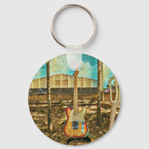 retro guitar lover gift sleutelhanger