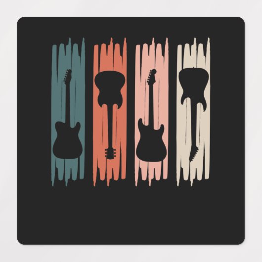 Retro Guitar Music Player Musician Guitarist Graph Labels (Design 1)
