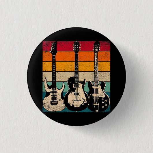 Retro Guitar Ronde Button 3,2 Cm (Voorkant)