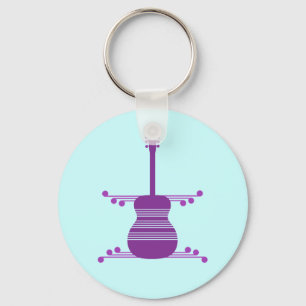 Retro Guitar Sleutelhanger, Paars Sleutelhanger