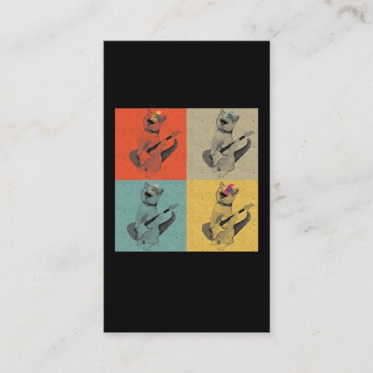 Retro Guitar speelt Cat  Guitarist Visitekaartje (Voorkant)