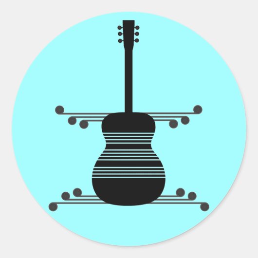 Retro Guitar-Stickers Ronde Sticker (Voorkant)