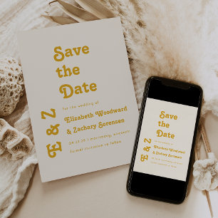 Retro Guldenroede Typografie Bewaar de Datum Save The Date