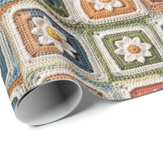 Retro Haak Granny Squares Gebreid Cadeaupapier (Rol Hoek)