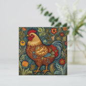 Retro haan boho chic country kip kaart (Staand voorkant)