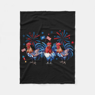 Retro Haan Patriottisch USA Kippen Boerderij Dier Fleece Deken