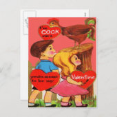  Retro Haan Valentijn Kaart (Voorkant / Achterkant)