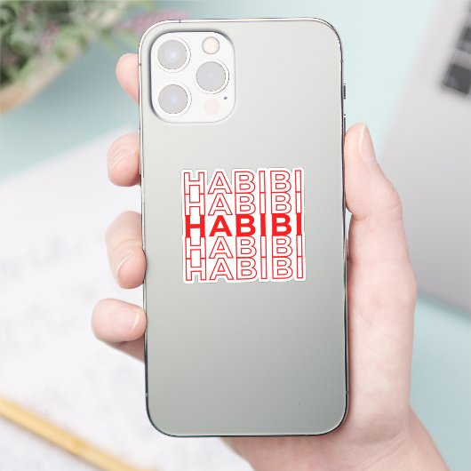 Retro Habibi Rood Arabisch Arabisch Sticker (Telefoon)