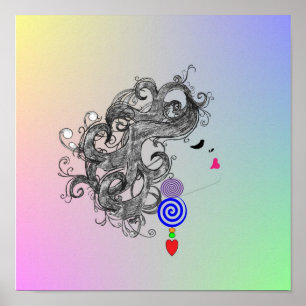 Retro Hair Fashion Design Poster psychédélique