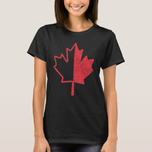 Retro Half aple Leaf Canada Day Proud Canadian Fl T-shirt