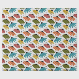 Retro Halftone Coneflowers Cadeaupapier